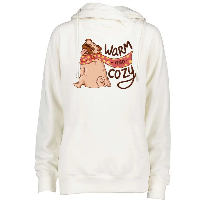 Warm And Cozy Pug Womens Funnel Neck Pullover Hood