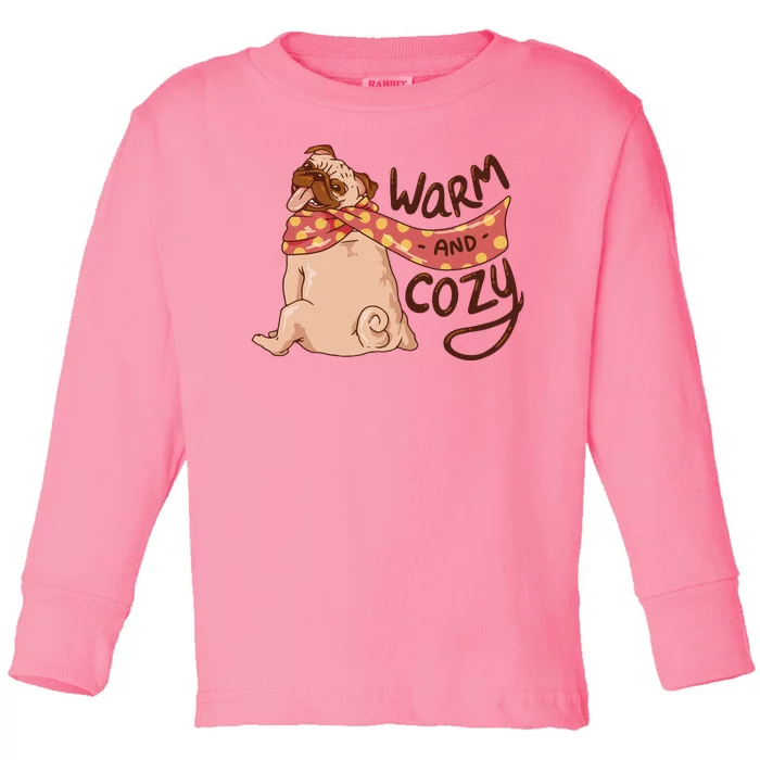 Warm And Cozy Pug Toddler Long Sleeve Shirt