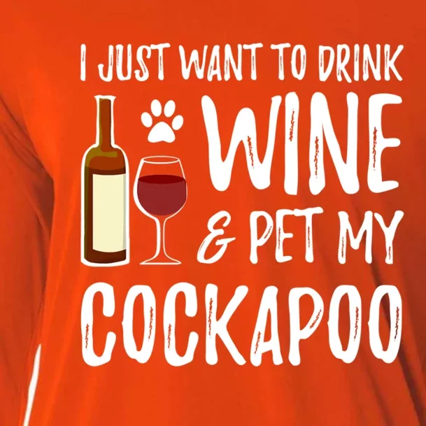 Wine And Cockapoo Cool Gift Funny Dog Mom Or Dog Dad Gift Idea Great Gift Cooling Performance Long Sleeve Crew