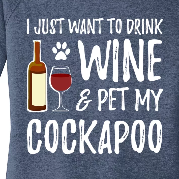 Wine And Cockapoo Cool Gift Funny Dog Mom Or Dog Dad Gift Idea Great Gift Women's Perfect Tri Tunic Long Sleeve Shirt