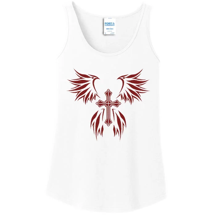 Wings And Cross Alt Egirl Eboy Goth Emo Ladies Essential Tank