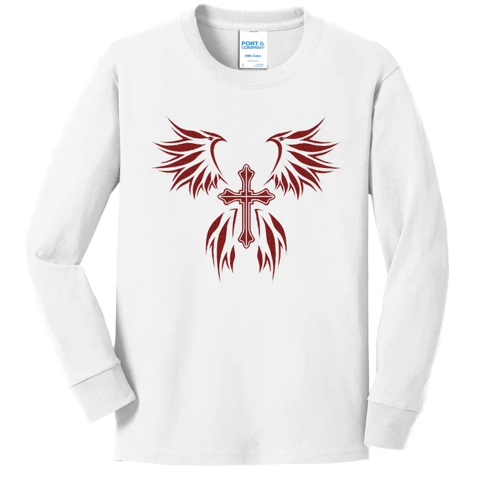 Wings And Cross Alt Egirl Eboy Goth Emo Kids Long Sleeve Shirt