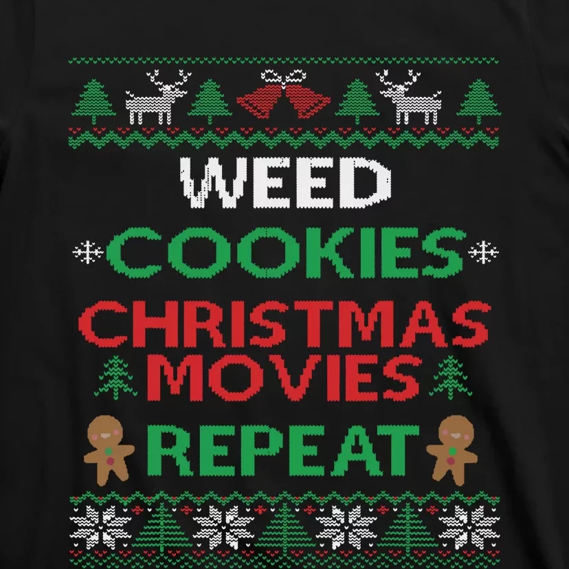 Weed And Cannabis Ugly Christmas Pajama Funny T-Shirt