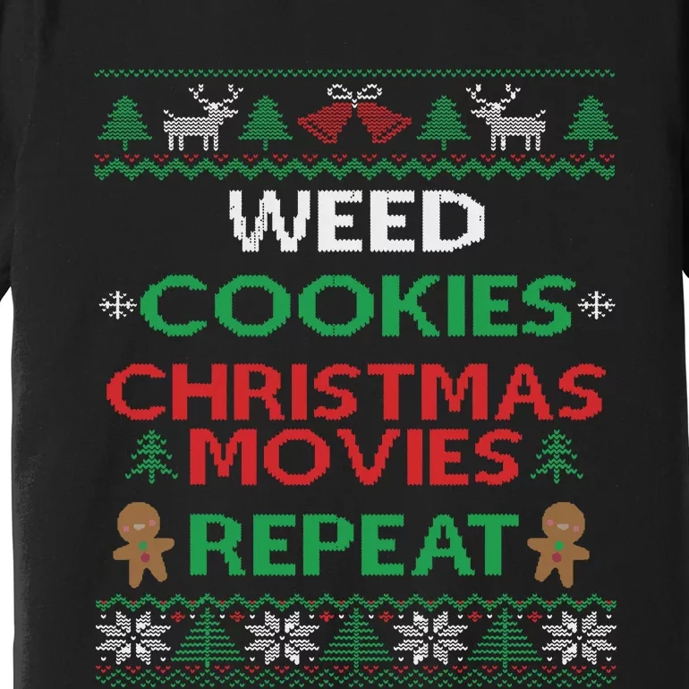 Weed And Cannabis Ugly Christmas Pajama Funny Premium T-Shirt