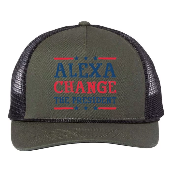 Wo Alexa Change The President Funny Quote Humor Retro Rope Trucker Hat Cap