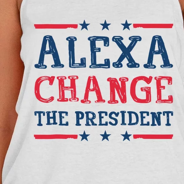 Wo Alexa Change The President Funny Quote Humor Women's Knotted Racerback Tank