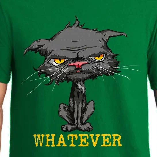 Whatever Angry Cat Funny Sarcastic Bored Cat Lovers Meh Pajama Set