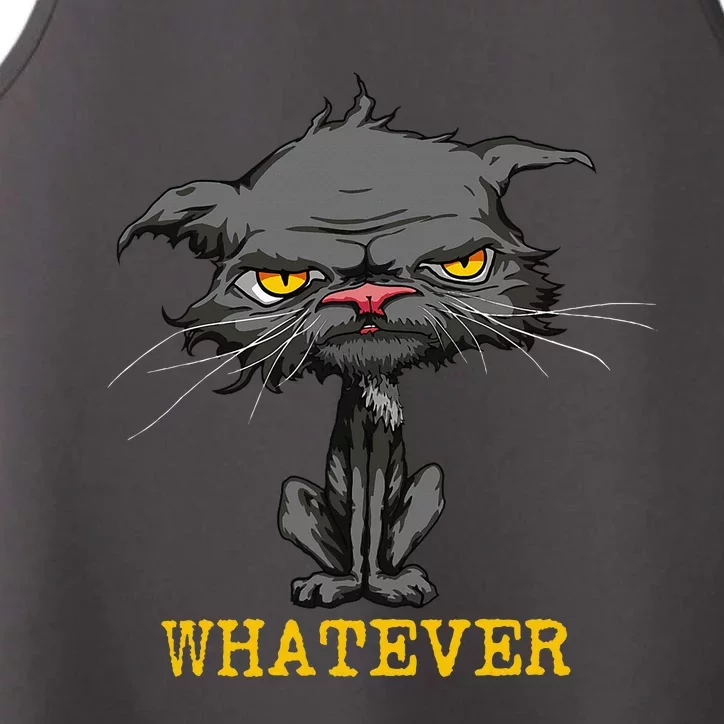 Whatever Angry Cat Funny Sarcastic Bored Cat Lovers Meh Performance Tank