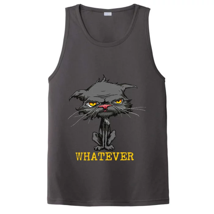 Whatever Angry Cat Funny Sarcastic Bored Cat Lovers Meh Performance Tank