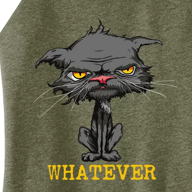 Whatever Angry Cat Funny Sarcastic Bored Cat Lovers Meh Women’s Perfect Tri Rocker Tank