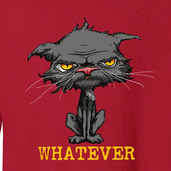 Whatever Angry Cat Funny Sarcastic Bored Cat Lovers Meh Toddler Sweatshirt