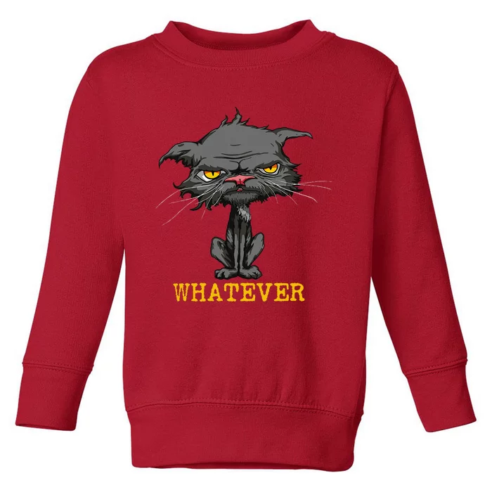 Whatever Angry Cat Funny Sarcastic Bored Cat Lovers Meh Toddler Sweatshirt