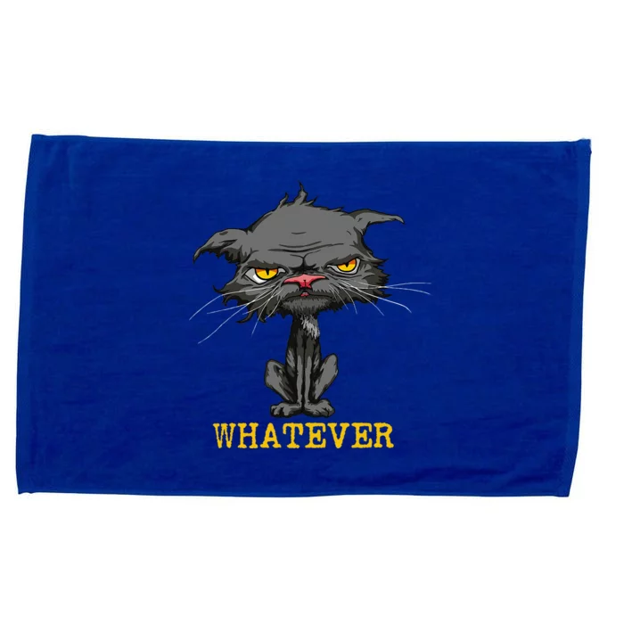 Whatever Angry Cat Funny Sarcastic Bored Cat Lovers Meh Microfiber Hand Towel