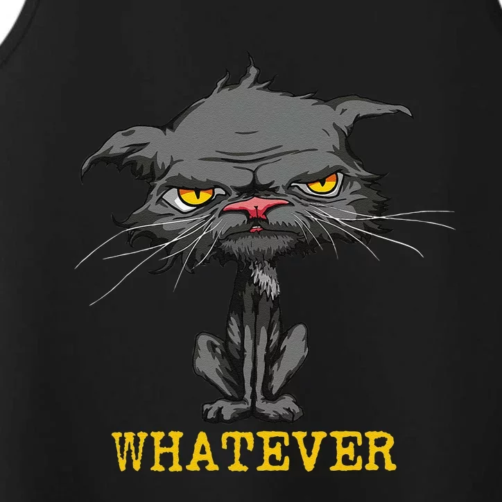 Whatever Angry Cat Funny Sarcastic Bored Cat Lovers Meh Performance Tank