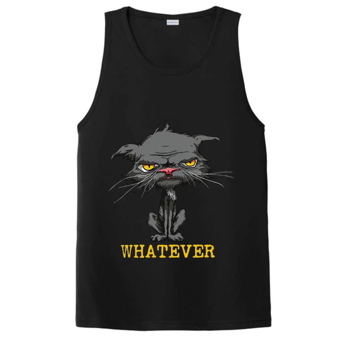 Whatever Angry Cat Funny Sarcastic Bored Cat Lovers Meh Performance Tank