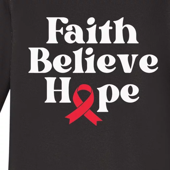 World Aids Day Red Ribbon Faith Believe Aids Support Gifts Baby Long Sleeve Bodysuit