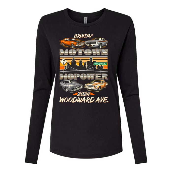 Woodward Ave Cruise Motown Mopower 2024 Womens Cotton Relaxed Long Sleeve T-Shirt