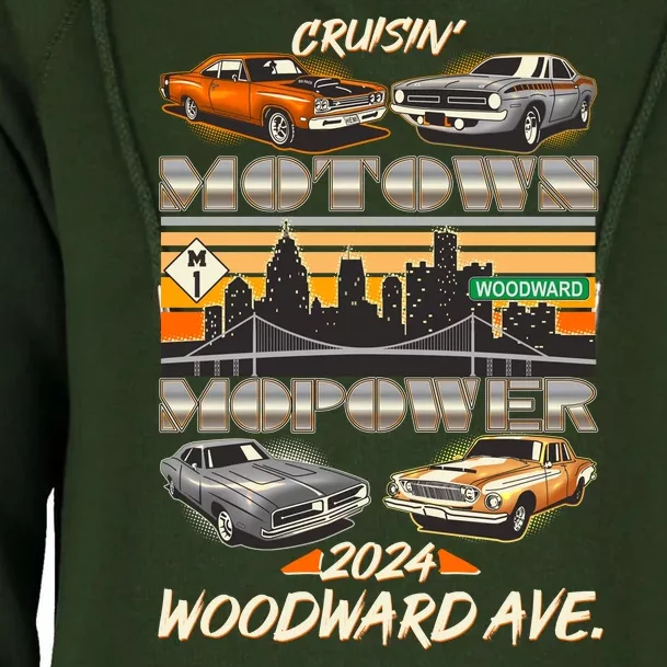 Woodward Ave Cruise Motown Mopower 2024 Womens Funnel Neck Pullover Hood