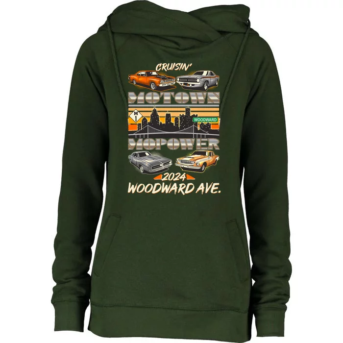 Woodward Ave Cruise Motown Mopower 2024 Womens Funnel Neck Pullover Hood