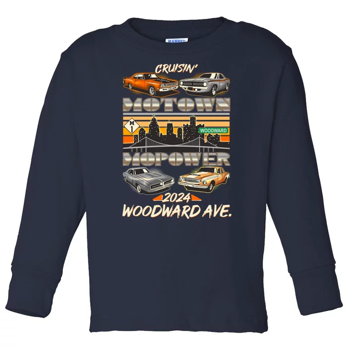 Woodward Ave Cruise Motown Mopower 2024 Toddler Long Sleeve Shirt