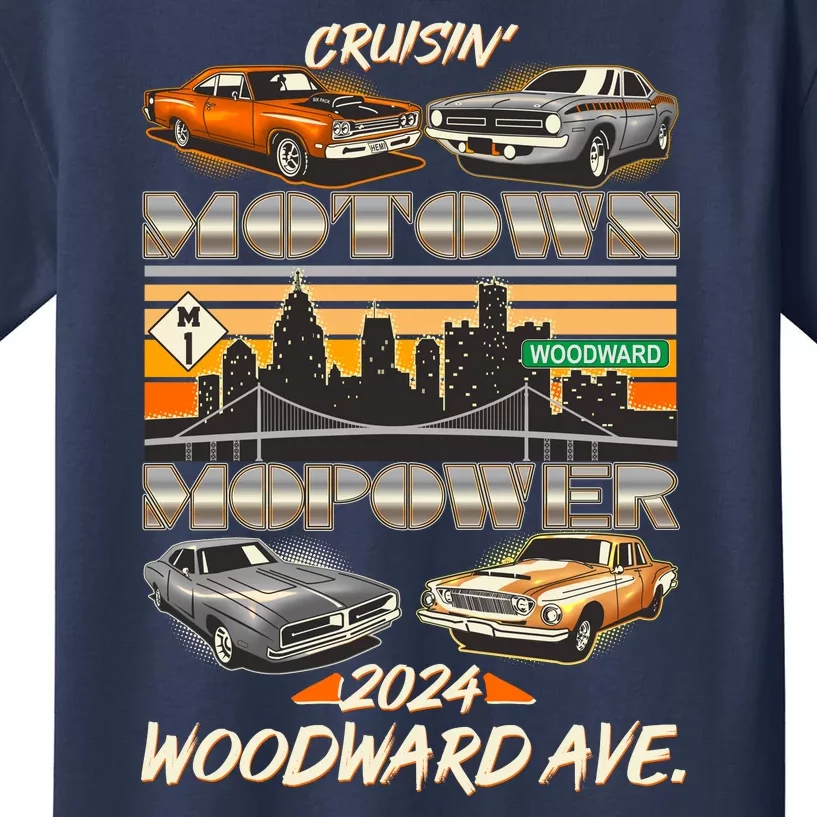 Woodward Ave Cruise Motown Mopower 2024 Kids T-Shirt