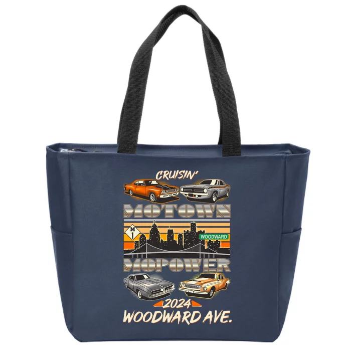 Woodward Ave Cruise Motown Mopower 2024 Zip Tote Bag