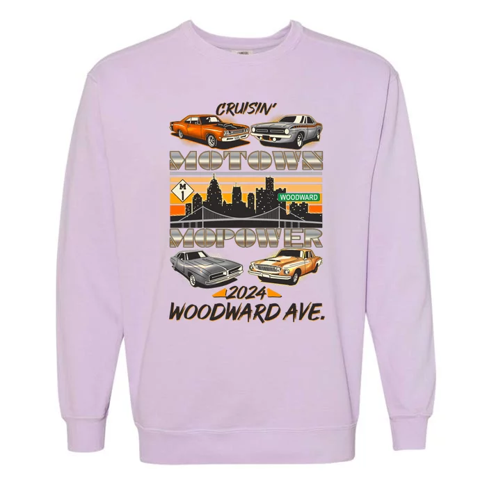 Woodward Ave Cruise Motown Mopower 2024 Garment-Dyed Sweatshirt