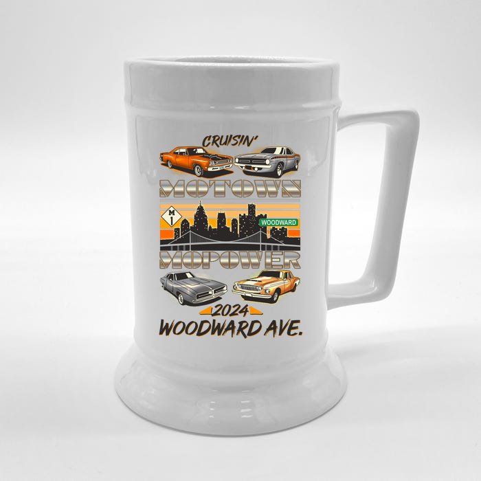 Woodward Ave Cruise Motown Mopower 2024 Front & Back Beer Stein