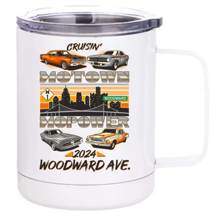 Woodward Ave Cruise Motown Mopower 2024 Front & Back 12oz Stainless Steel Tumbler Cup