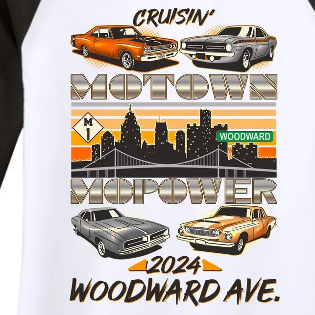 Woodward Ave Cruise Motown Mopower 2024 Women's Tri-Blend 3/4-Sleeve Raglan Shirt