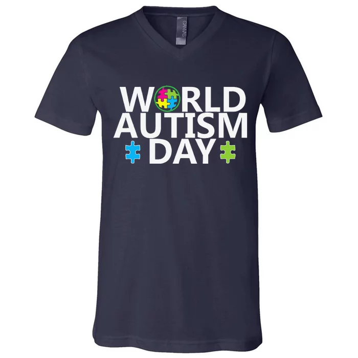 World Autism Day April 2nd Autistic Awareness Puzzle V-Neck T-Shirt