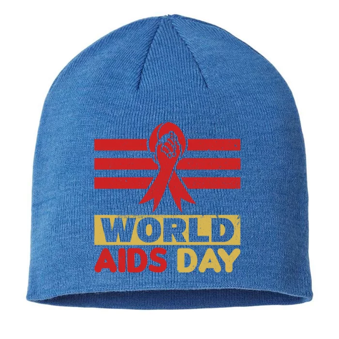 World Aids Day Support Awareness Fight Together Gift 8 1/2in Sustainable Knit Beanie