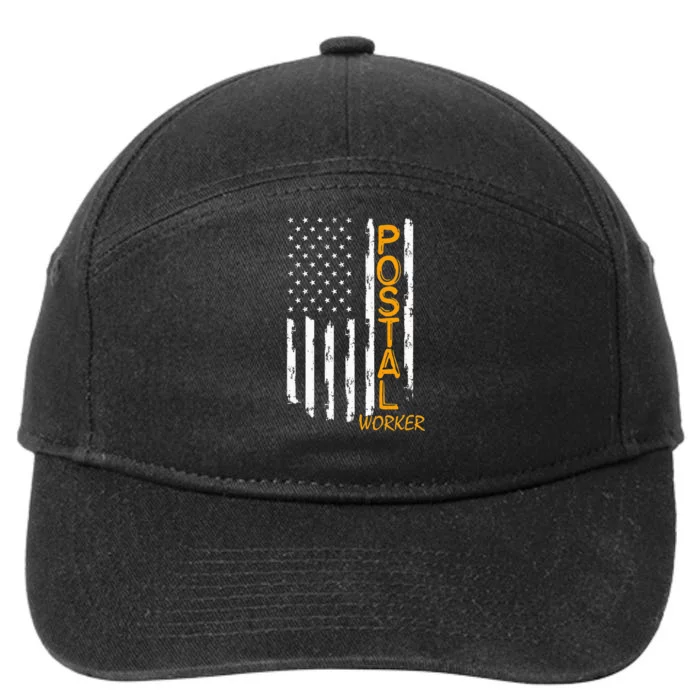 Worker American Distressed Flag US Postal Service 7-Panel Snapback Hat