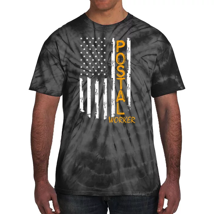 Worker American Distressed Flag US Postal Service Tie-Dye T-Shirt