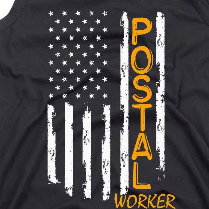 Worker American Distressed Flag US Postal Service Tank Top