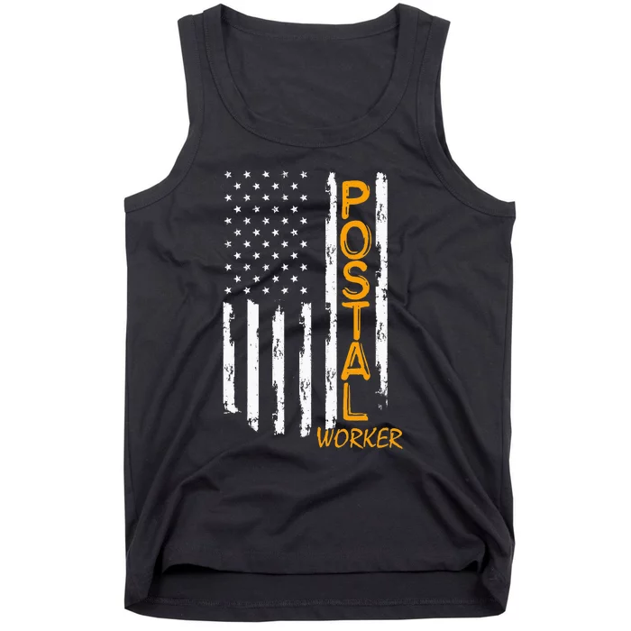 Worker American Distressed Flag US Postal Service Tank Top