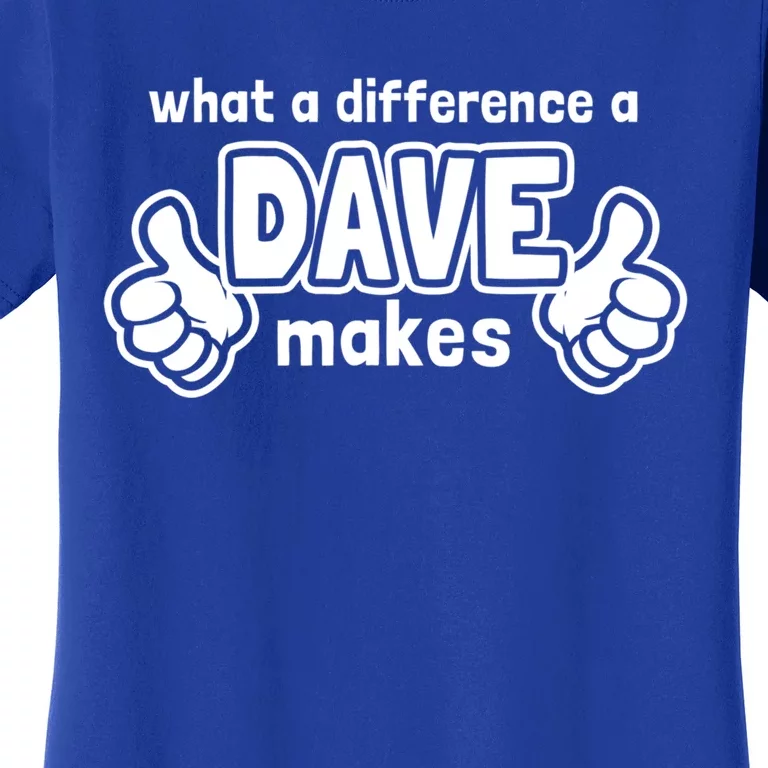 What A Difference A Dave Makes Gift Funny Saying David Gift Women's T-Shirt