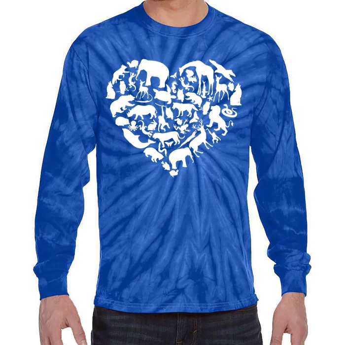 World Animals Day Love Heart Graphic Icon Planet Earth Day Funny Gift Tie-Dye Long Sleeve Shirt