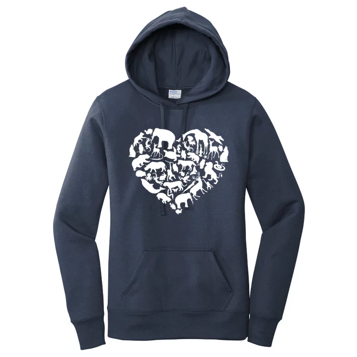 World Animals Day Love Heart Graphic Icon Planet Earth Day Funny Gift Women's Pullover Hoodie