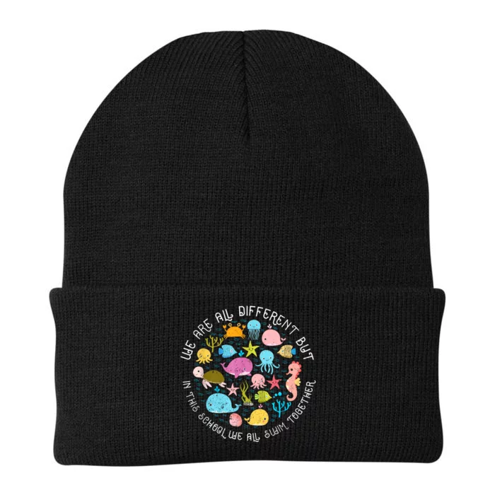 We Are Different But In This School We All Swim Together Knit Cap Winter Beanie