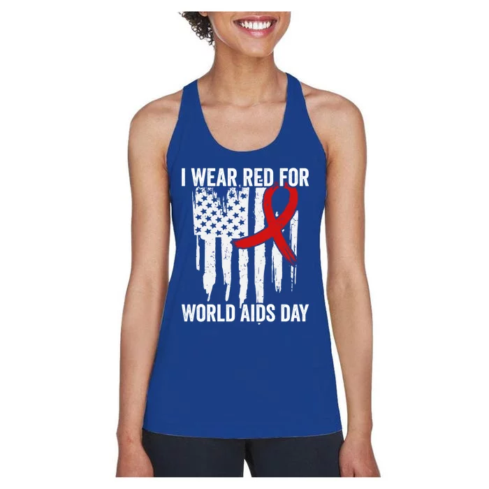 World Aids Day Hope Hiv Red Ribbon Aids Awareness Matching Cool Gift Women's Racerback Tank