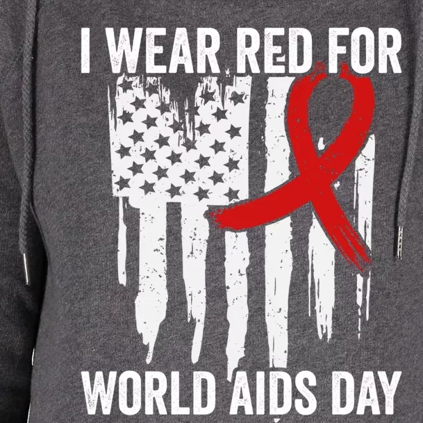 World Aids Day Hope Hiv Red Ribbon Aids Awareness Matching Cool Gift Womens Funnel Neck Pullover Hood