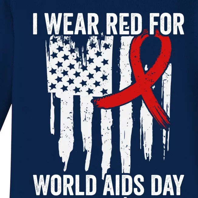 World Aids Day Hope Hiv Red Ribbon Aids Awareness Matching Cool Gift Baby Long Sleeve Bodysuit