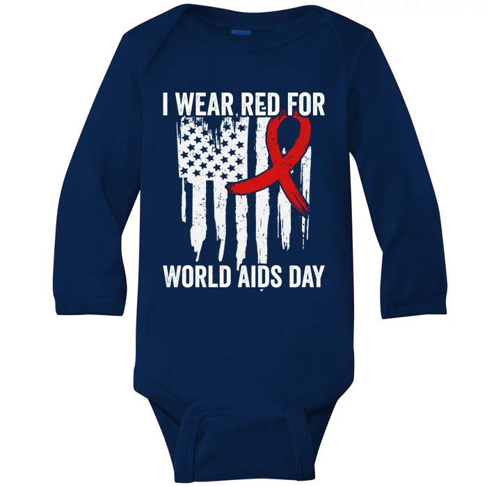 World Aids Day Hope Hiv Red Ribbon Aids Awareness Matching Cool Gift Baby Long Sleeve Bodysuit