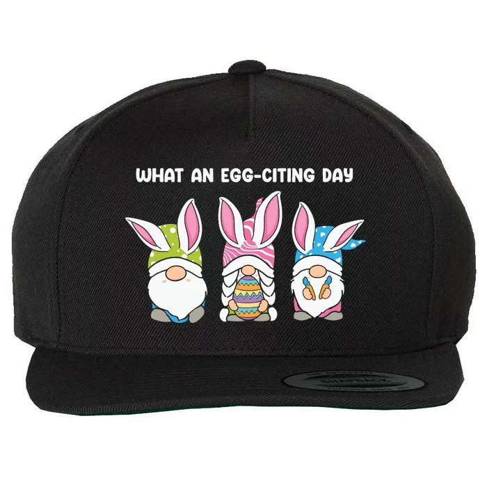 What An Eggciting Day Easter Gnome Easter Day Gift Wool Snapback Cap