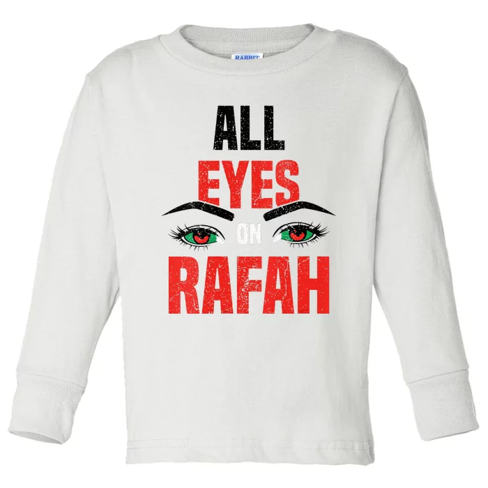 Women All Eyez On Rafah Distressed Eye Toddler Long Sleeve Shirt