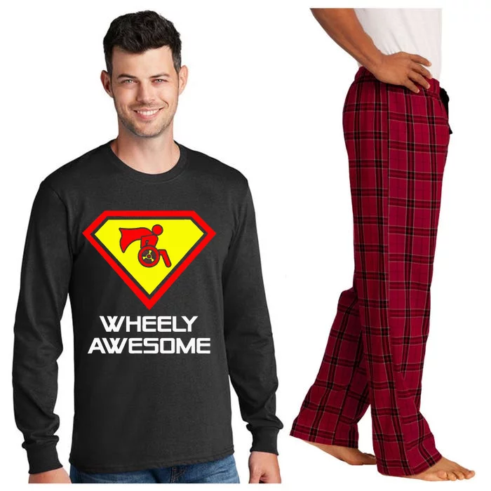 Wheely Awesome Funny Super Disabled Handicapped Wheelchair Long Sleeve Pajama Set