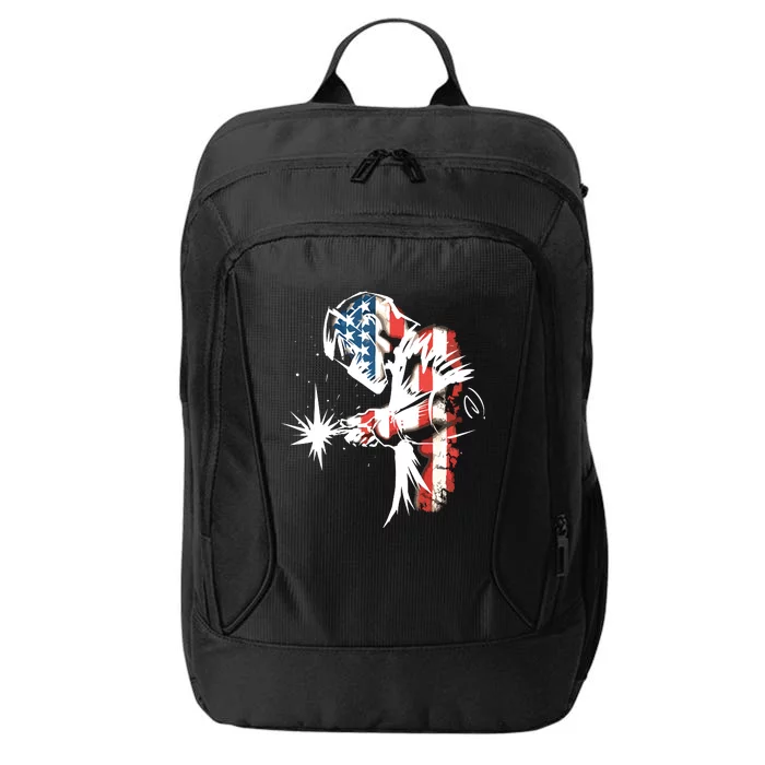 Welder American Flag USA Patriotic Welder City Backpack