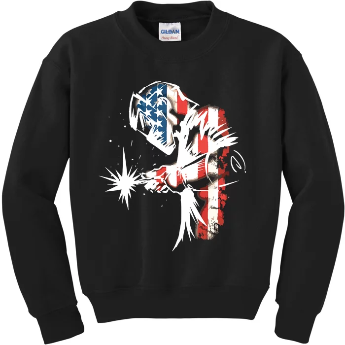 Welder American Flag USA Patriotic Welder Kids Sweatshirt