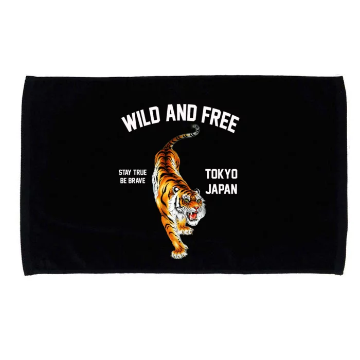 Wild And Free Enjoy Cool Brave Tokyo Japan Wild Tiger Graphic Gift Microfiber Hand Towel